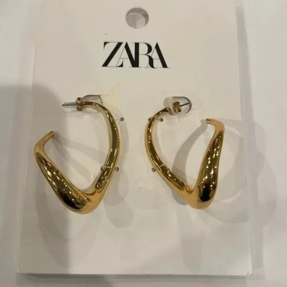 Nwt Zara Irregular Hoop Earrings Nwt 4736/206. 🔥✨✨✨ - Picture 2 of 6